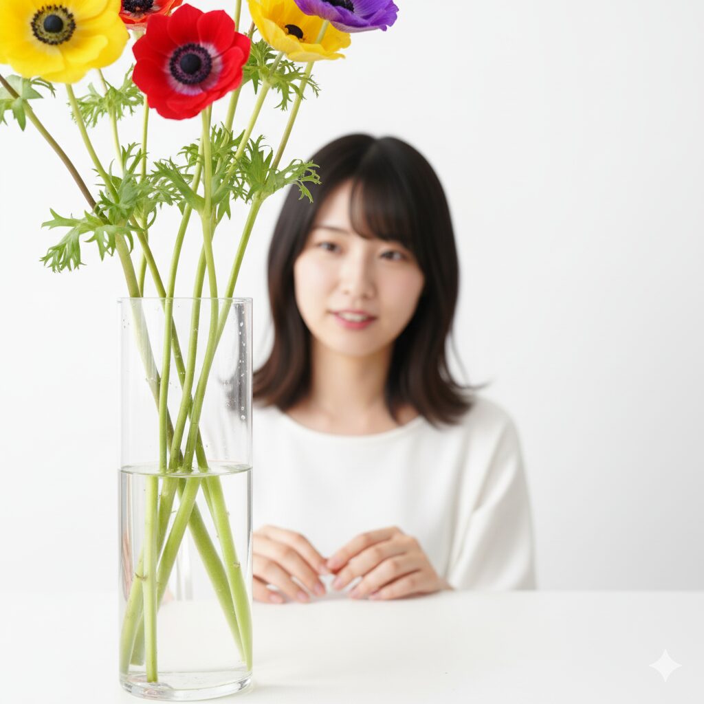 アネモネの切り花を長持ちさせるための浅水の水位の目安
