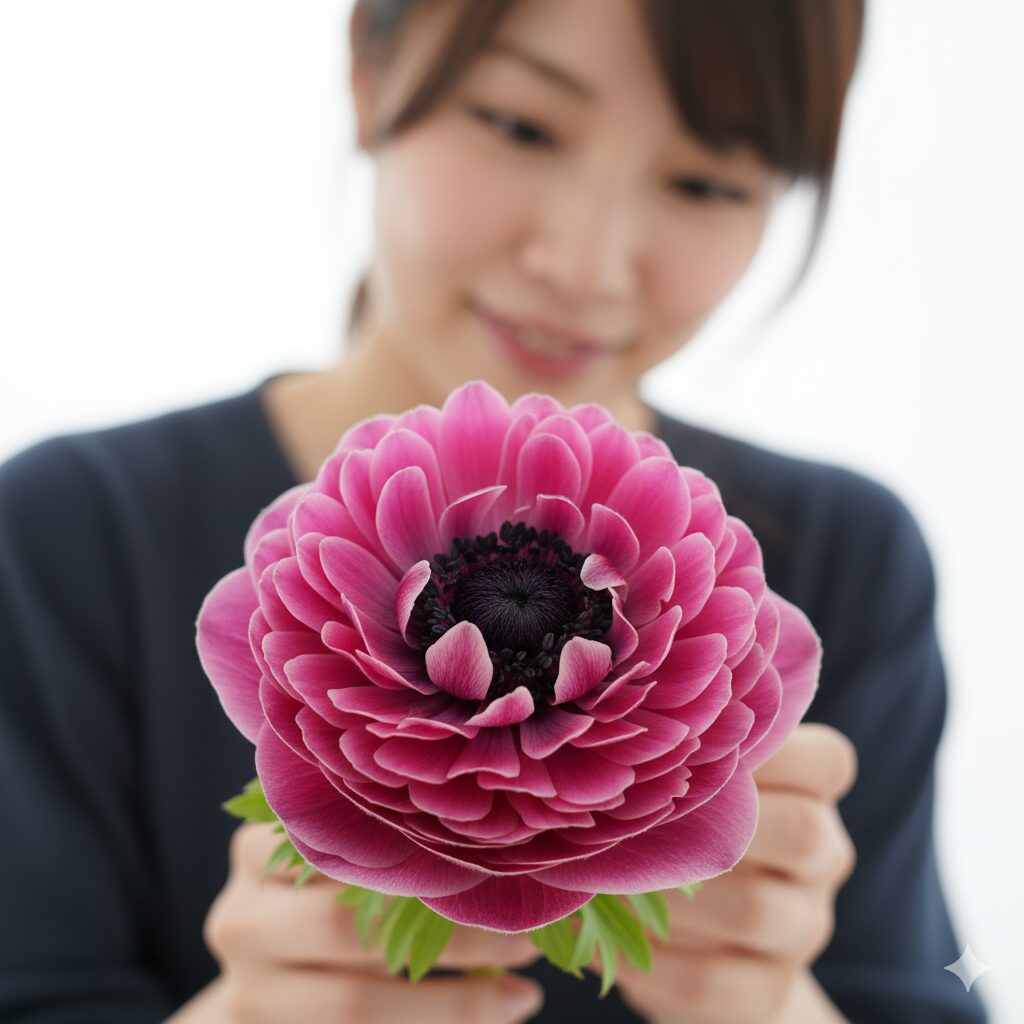 八重咲きのアネモネ セントブリジッド種の豪華な花