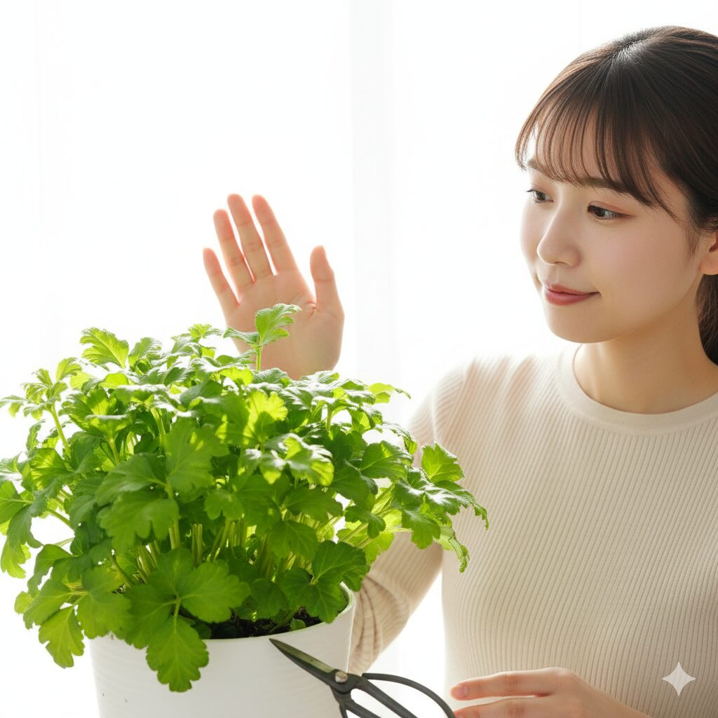 アネモネの花が終わった後も光合成のために残すべき緑色の葉の状態