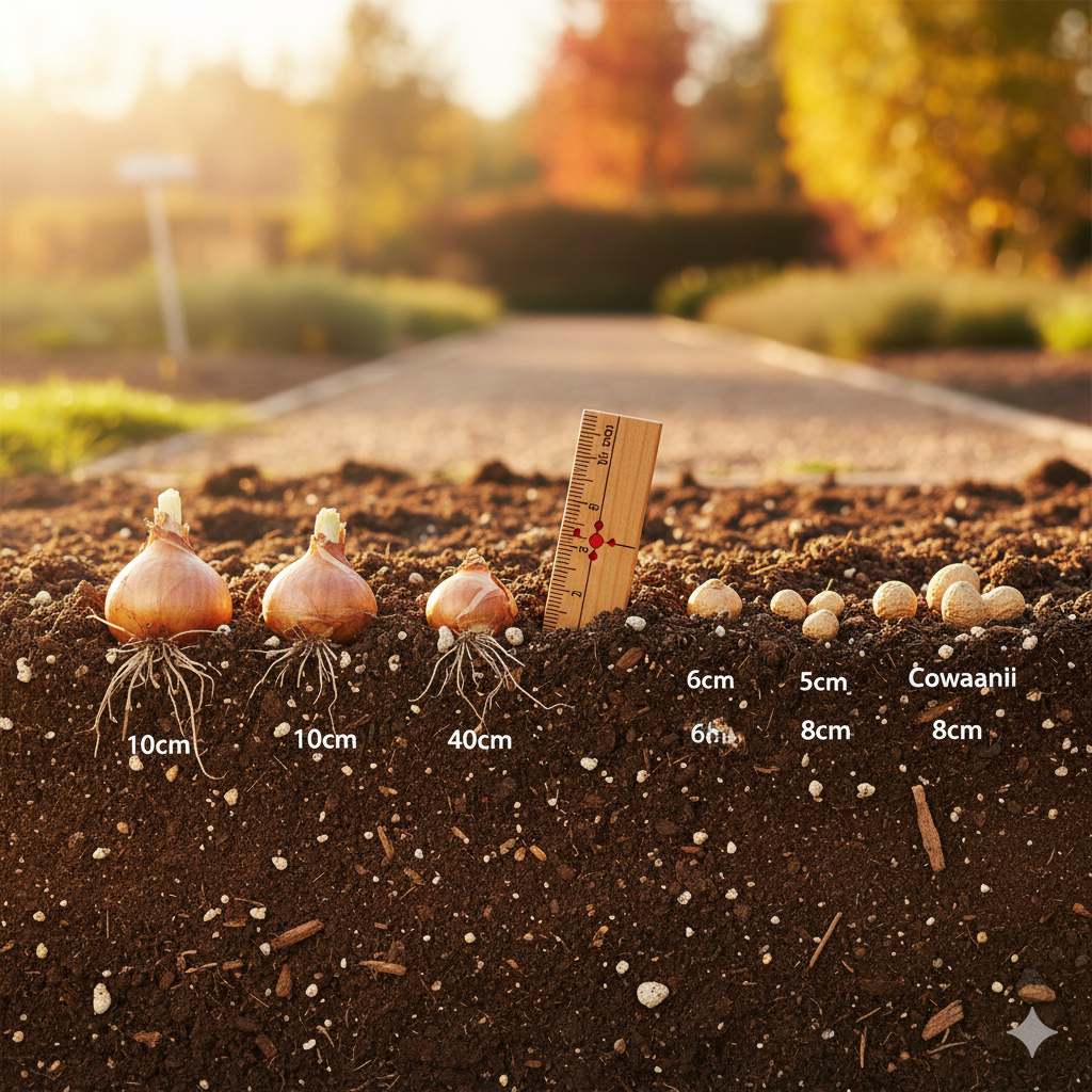 アリウム品種別の深さと間隔(地植え)