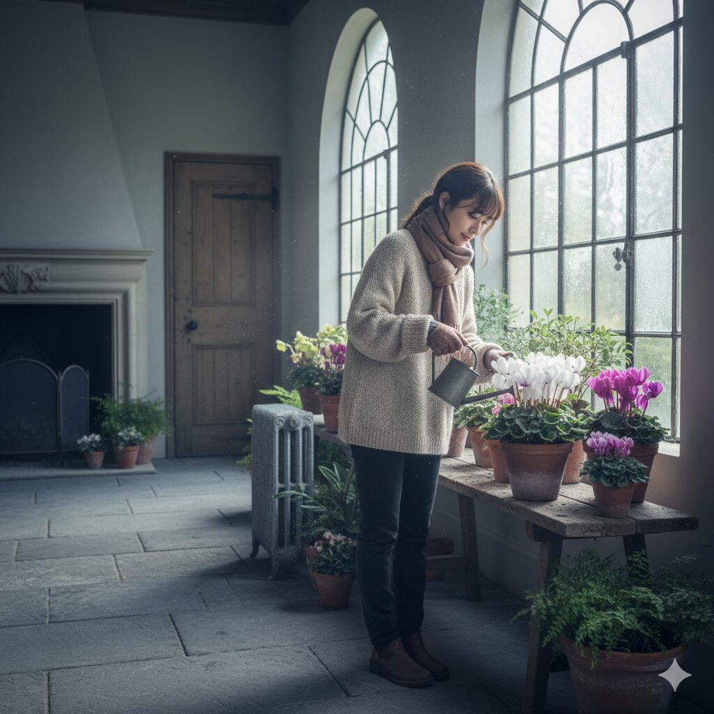 暖房の効いていない涼しい玄関ホールや窓辺で管理されるウィンティー