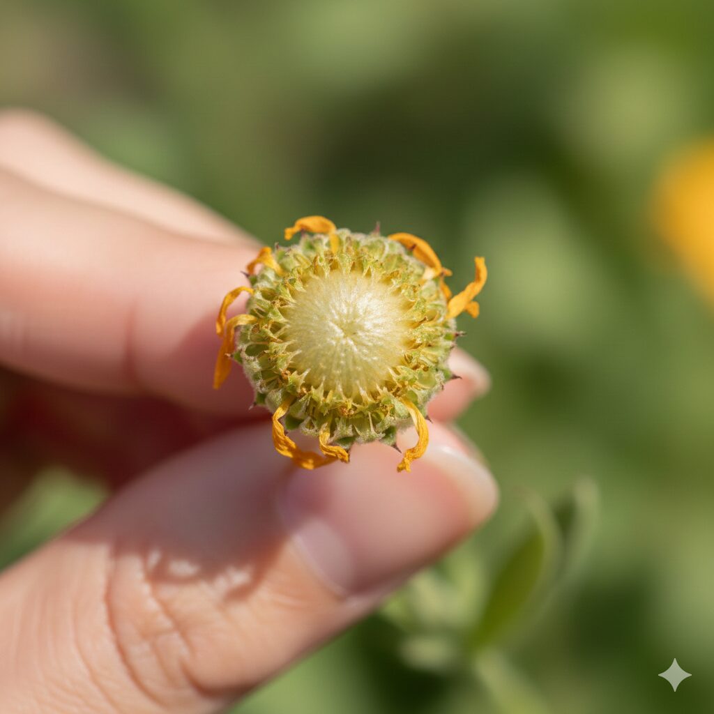 カレンデュラ パワーデイジー 増やし 方　不稔性のため種ができずエネルギーを成長に使うカレンデュラ・パワーデイジーの花芯