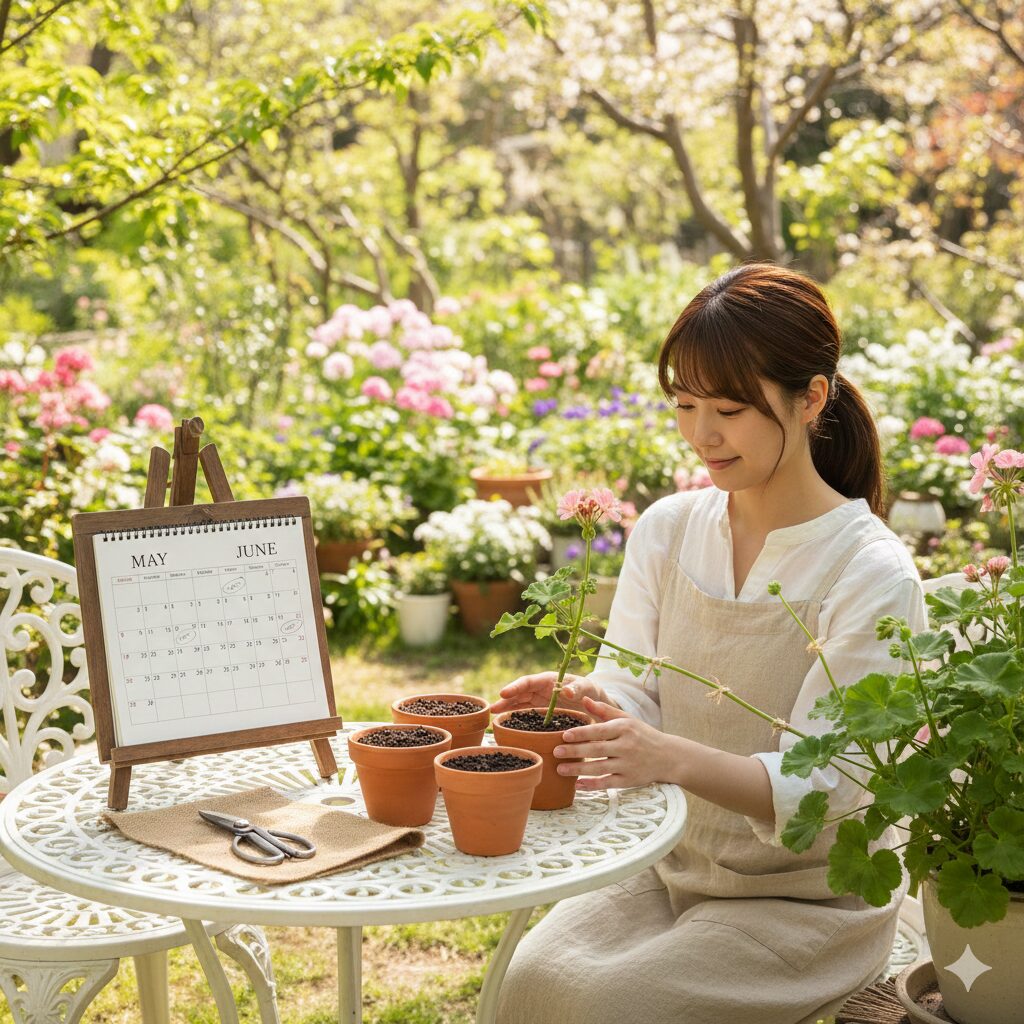 カレンデュラ パワーデイジー 増やし 方　カレンデュラ・パワーデイジーの挿し木に最適な春の時期と準備された園芸道具