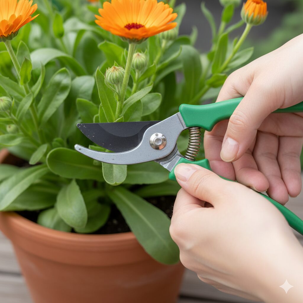 カレンデュラパワーデイジー 咲かない　カレンデュラパワーデイジーの切り戻しを行う際の正しい節の上の切断位置