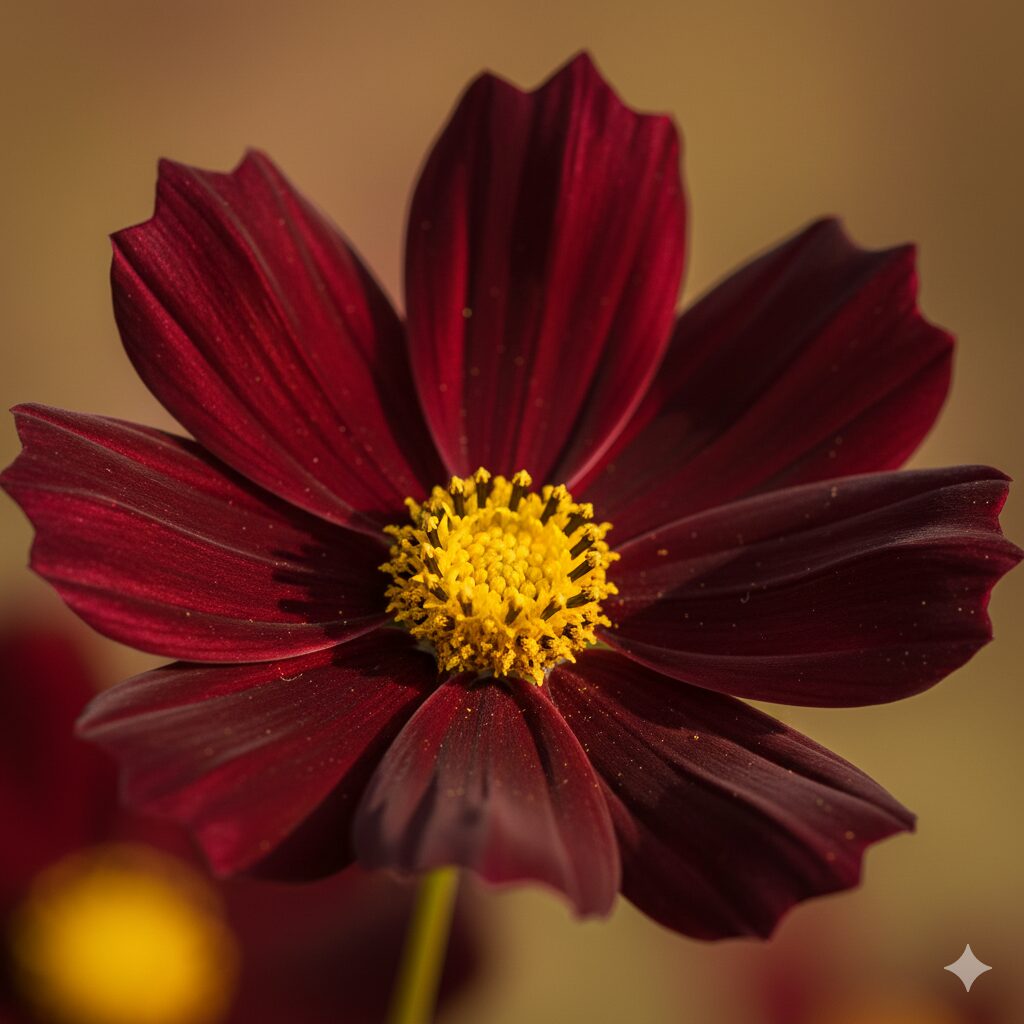 コスモス いつ咲く　チョコレートの香りがする多年草チョコレートコスモスの深紅の花弁