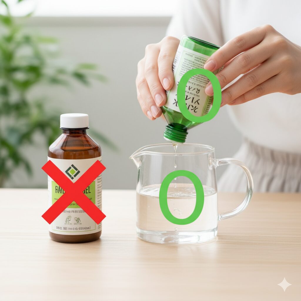 根腐れ復活後のケアには肥料ではなく活力剤を使用する。正しい栄養補給のイメージ