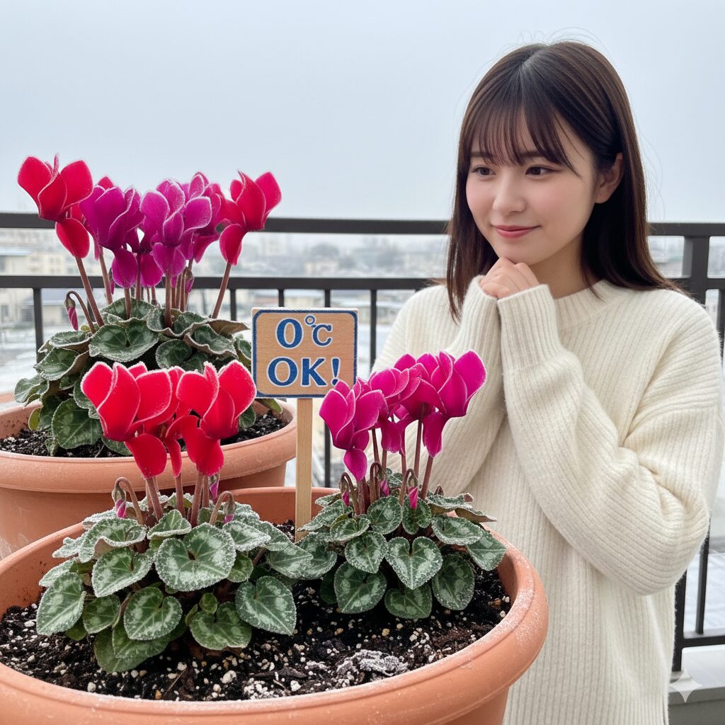 寒い屋外の環境でも元気に咲く耐寒性の高いガーデンシクラメン