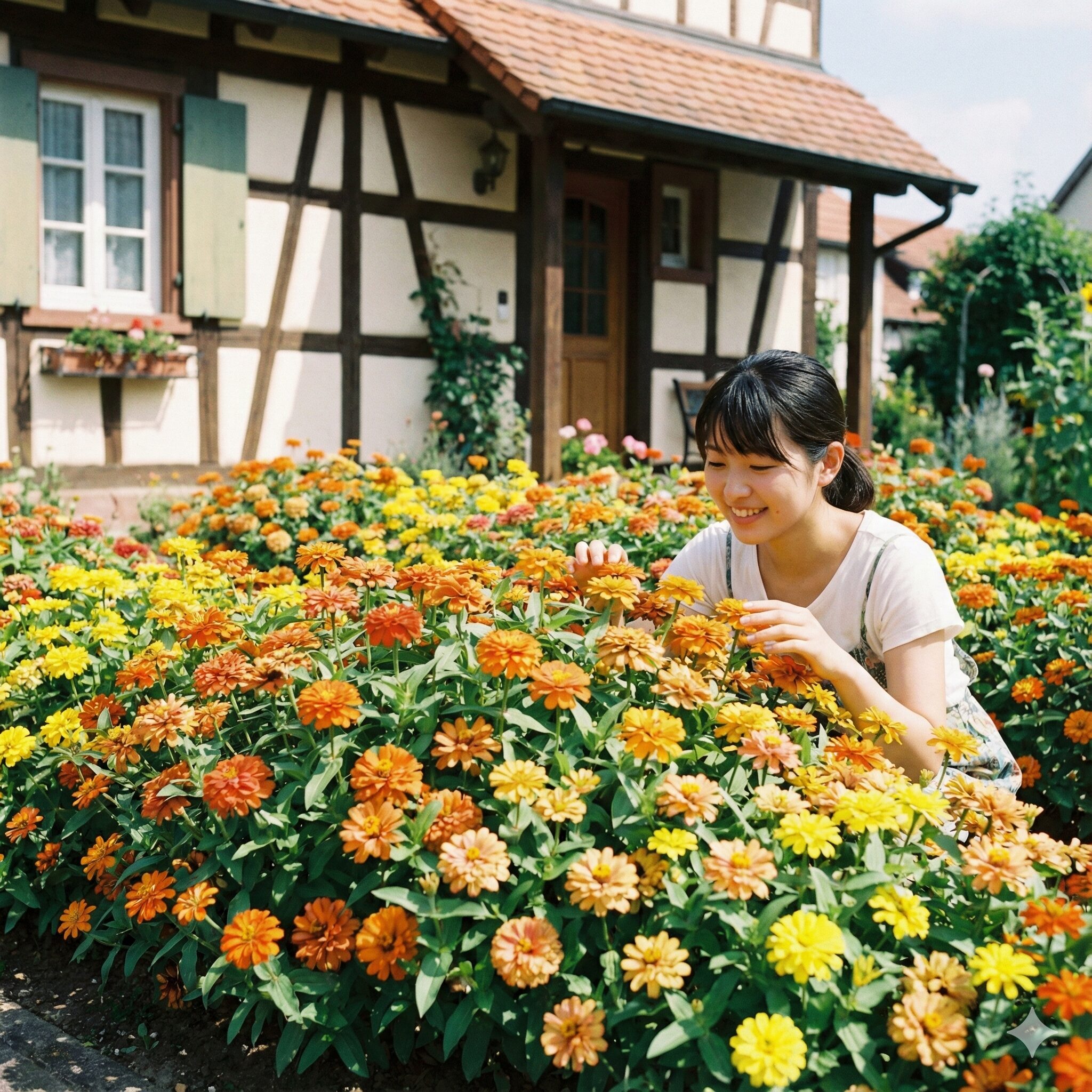 ジニアと百日草の違い　病気に強く花壇いっぱいに咲くジニア・プロフュージョンの群生