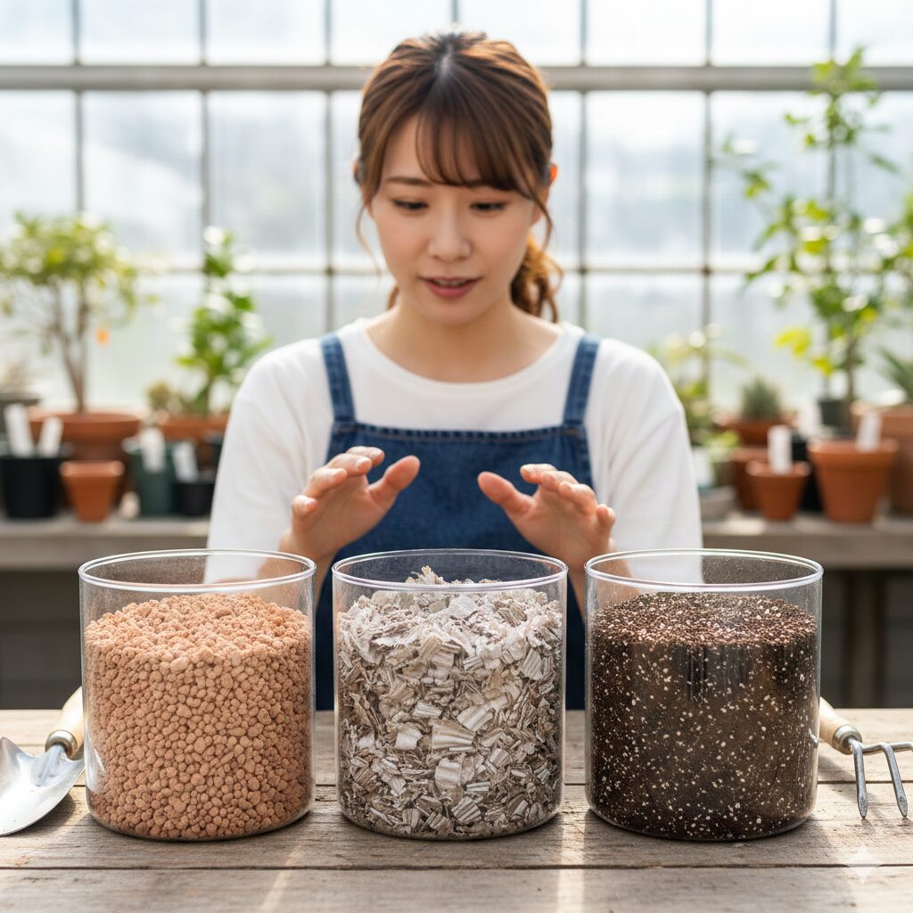 スイートアリッサムの挿し芽に推奨される鹿沼土、バーミキュライト、挿し芽用土