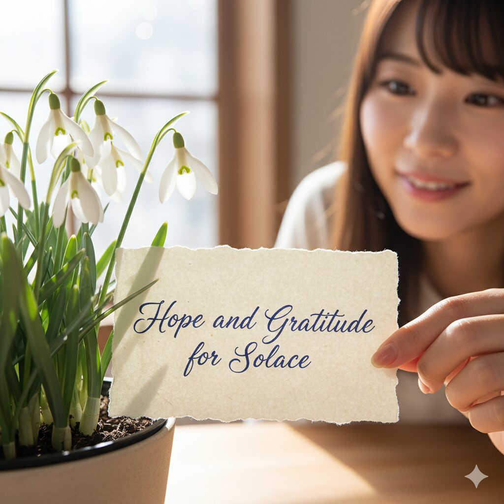 スノードロップに添えるメッセージカード。誤解を避けるための具体的な感謝の記述