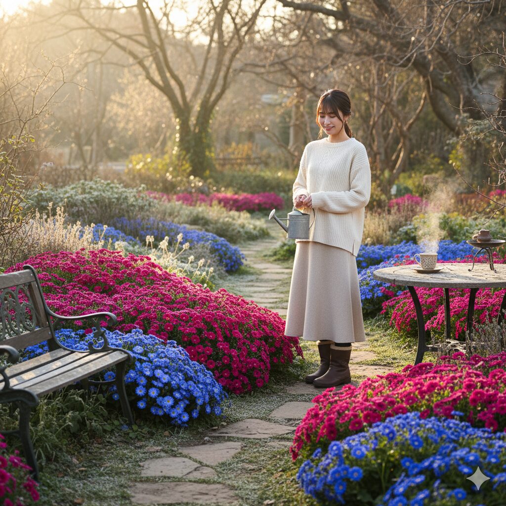 切り戻し後に再開花し春のテラスで満開になったセネッティのある暮らし