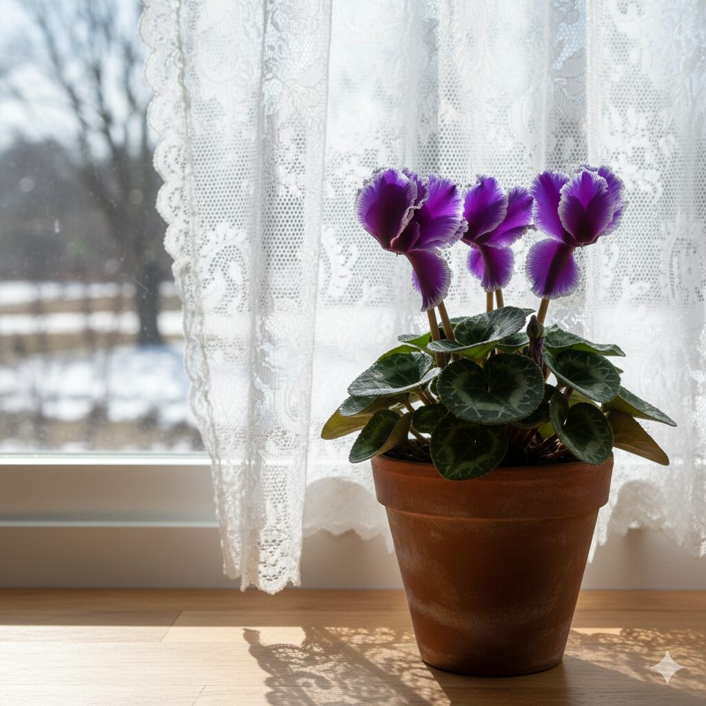 セレナーディア アロマブルーの栽培に適したレースカーテン越しの涼しい窓辺の置き場所