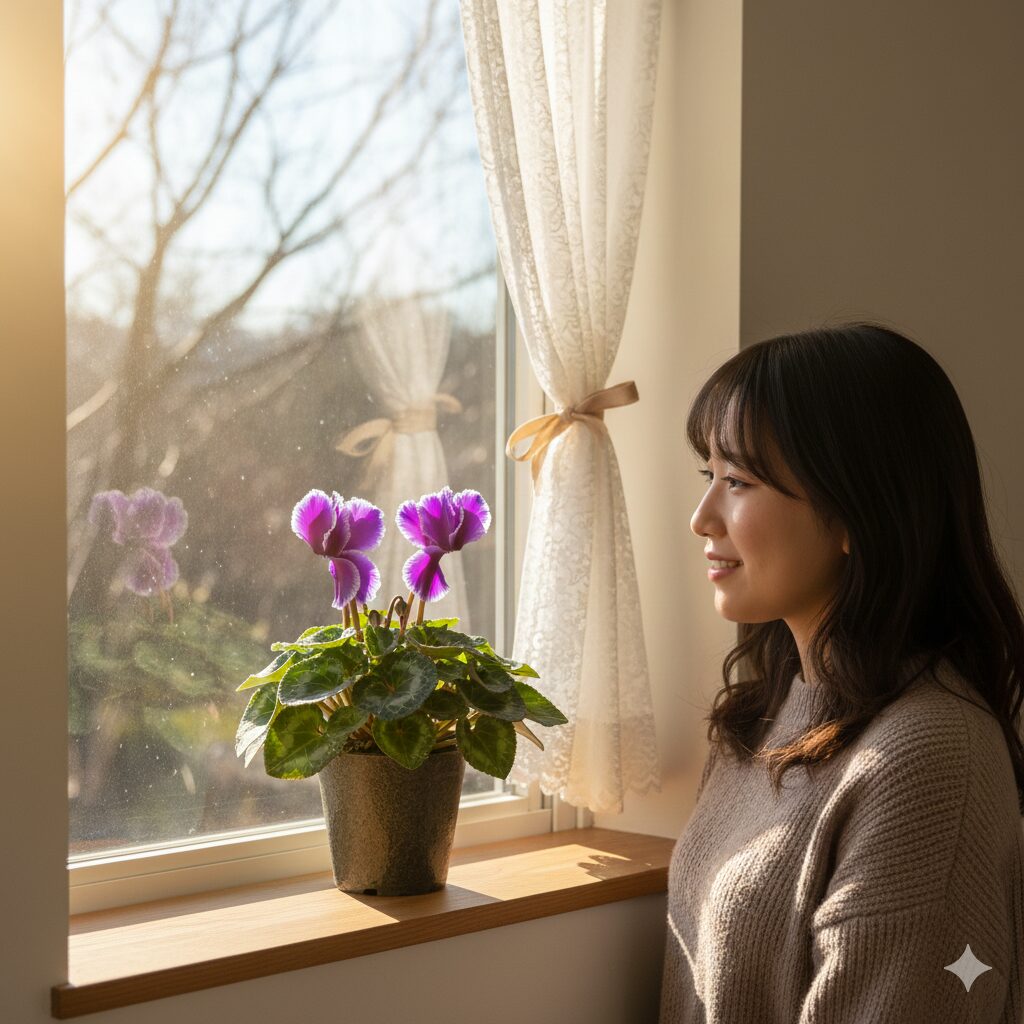 セレナーディア 育て方 冬の室内でガラス越しに直射日光を当てて育てるシクラメンの置き場所