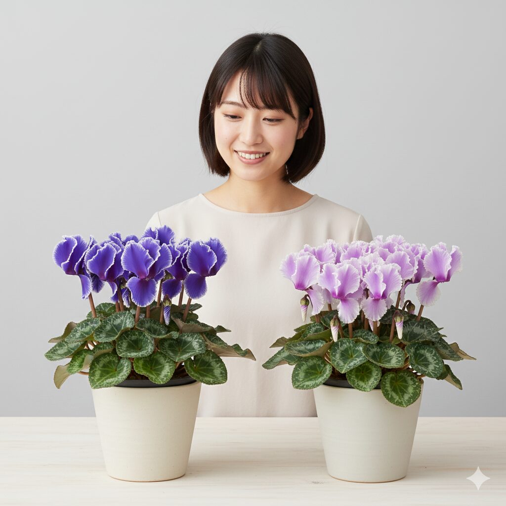 華やかな複色のビクトリアブルーと淡い八重咲きのライラックフリルの品種比較