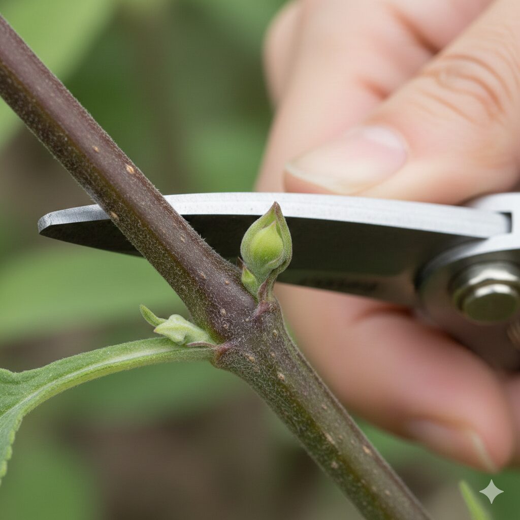 チェリーセージ ひょろひょろ　チェリーセージの剪定位置の正解：脇芽のすぐ上で切るポイント