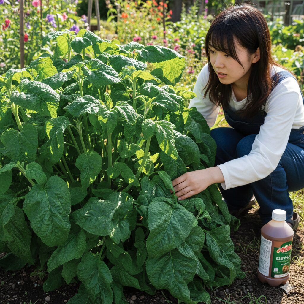 チェリーセージ ひょろひょろ　窒素肥料の与えすぎで葉ばかりが茂り花が咲かないチェリーセージ