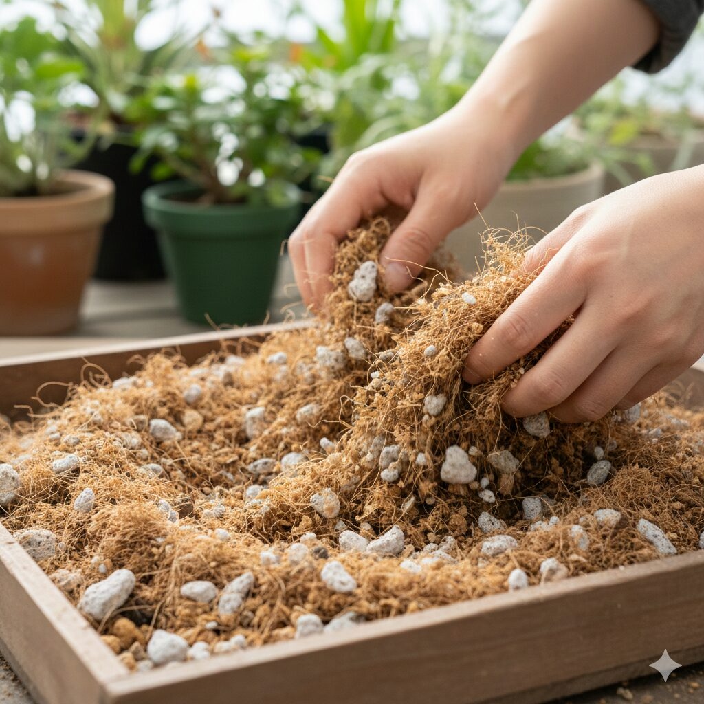 ネリネ 球根 植え方　鹿沼土とベラボンを配合した通気性抜群のネリネ専用用土の質感