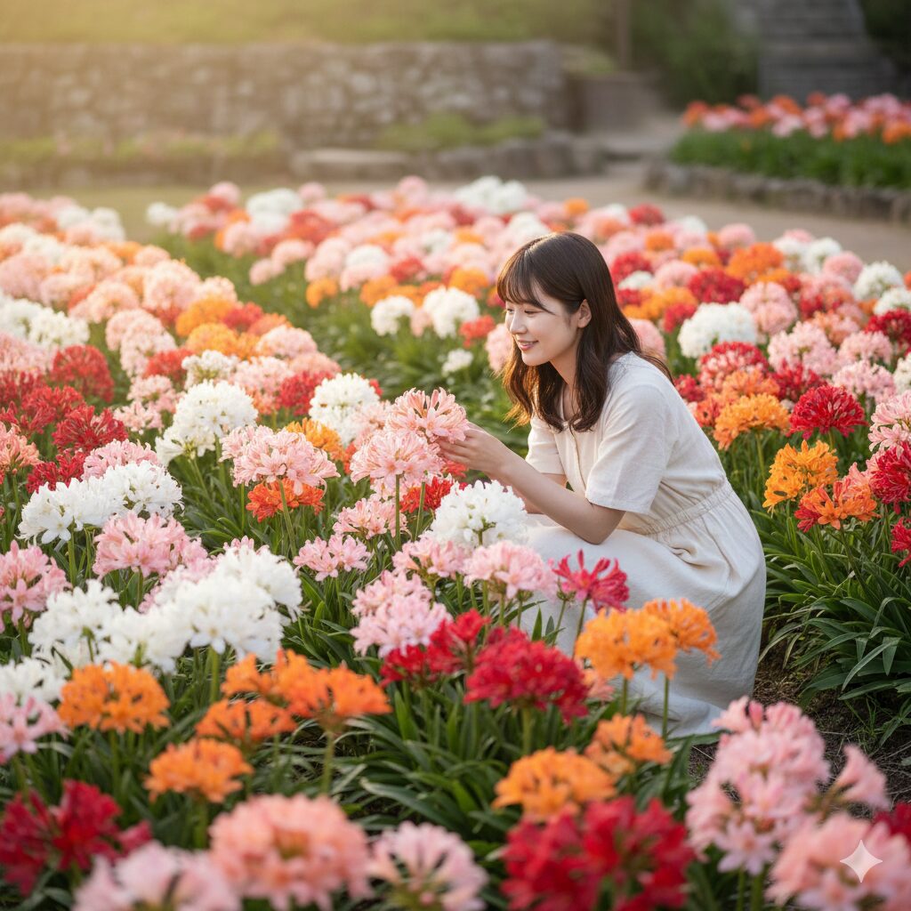 ネリネ 花言葉 色　色による花言葉の違いはなく共通して「幸せな思い出」という意味を持つ、ピンク・白・赤・オレンジなど多彩なネリネの花々
