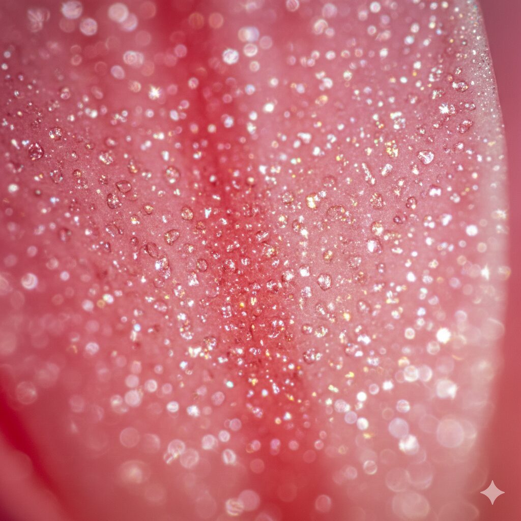 ネリネ 花言葉 色　「ダイヤモンドリリー」の名前の由来となった、光を反射して金粉のように強く輝くネリネの花弁の拡大写真