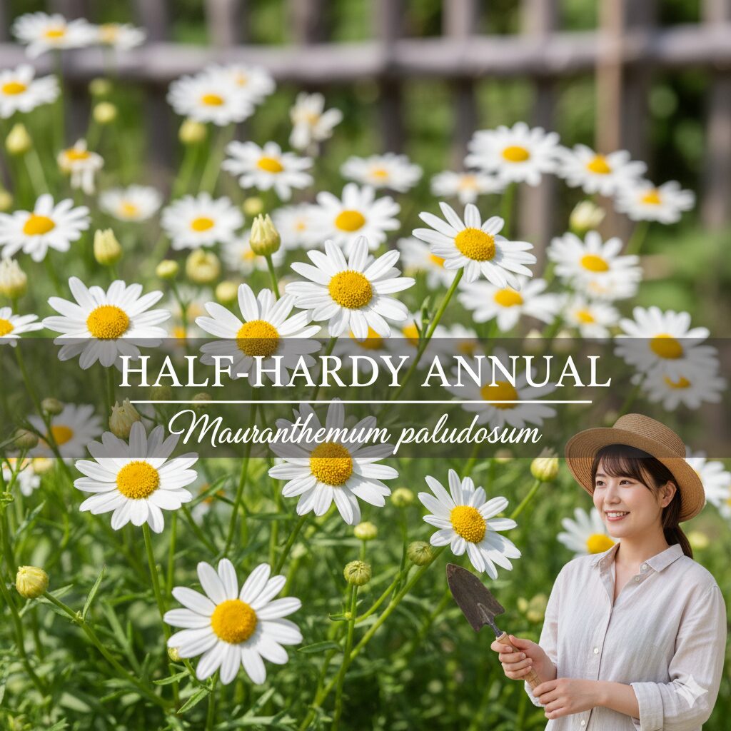 半耐寒性一年草ノースポールのクローズアップと植物学的分類