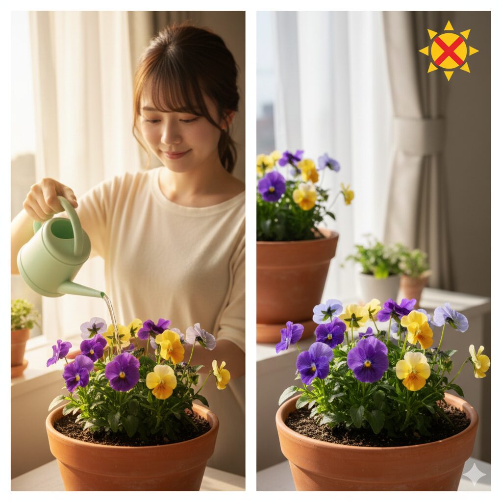 フィオリーナ 夏越し　フィオリーナの夏場の水やり。高温障害を防ぐため、早朝の涼しい時間帯に行う正しい灌水方法。