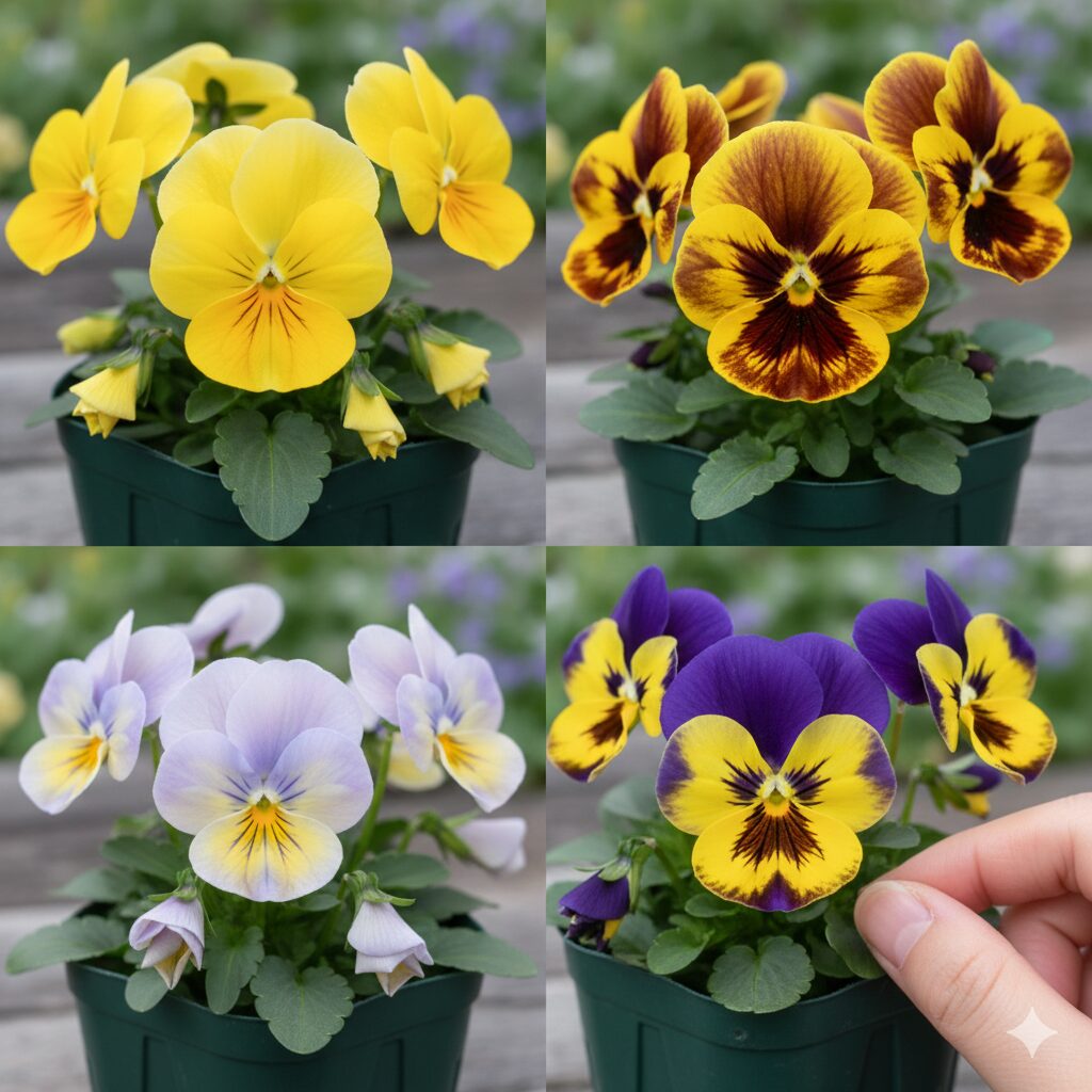 フィオリーナ 多年草 フィオリーナの人気品種(ゴールド、ベルベットゴールド、オーロラ、ブルーイエロー)の花色比較