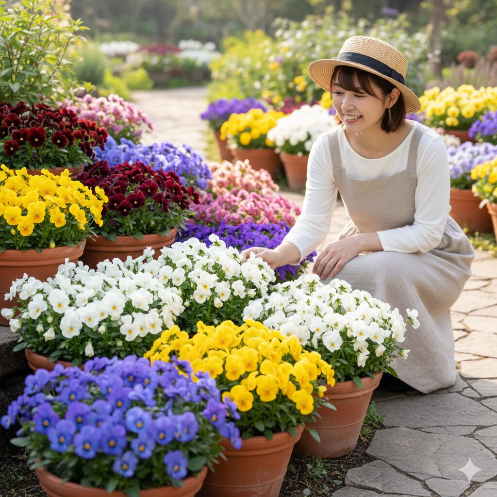 フィオリーナ 花言葉　多彩なカラーバリエーションを持つフィオリーナ。紫、黄、白など色別の花言葉を楽しむための比較写真。