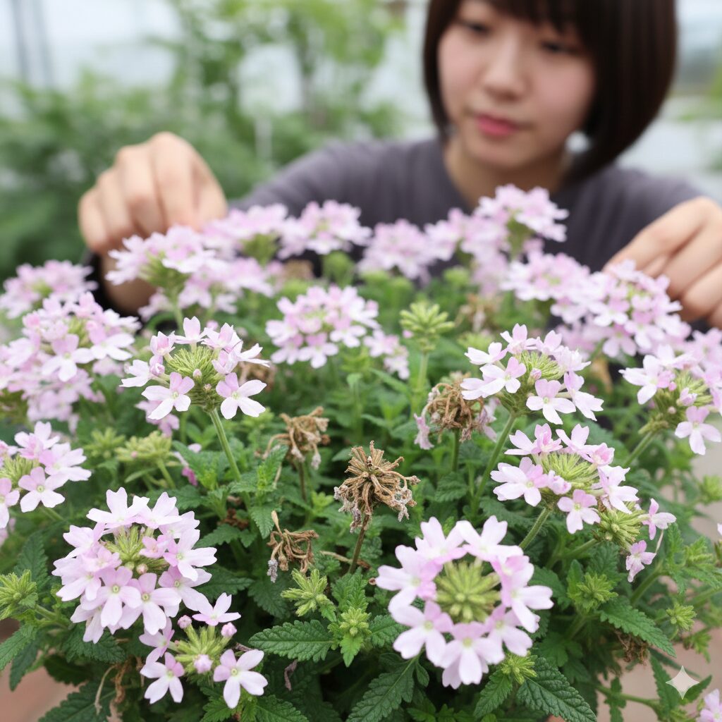 フェアリースター 種取り 花が密集して咲くため種(袋果)が見つけにくく結実しにくいフェアリースターの株元