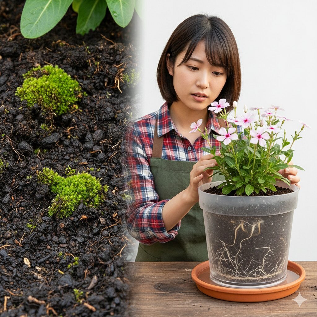 フェアリースター 種取り 鉢皿に水が溜まり土壌過湿により根腐れを引き起こす原因となる環境