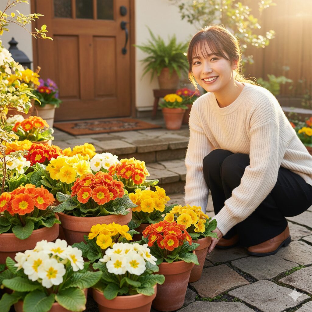 プリムラ 花言葉 怖い　玄関先を明るく飾り金運や繁栄を招く黄色のプリムラ・ポリアンサ