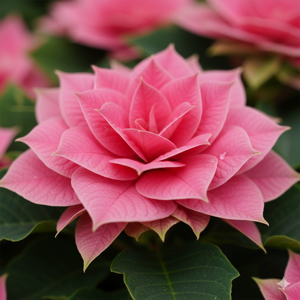 バラのように豪華な八重咲き品種プリンセチア「ローザ」の苞