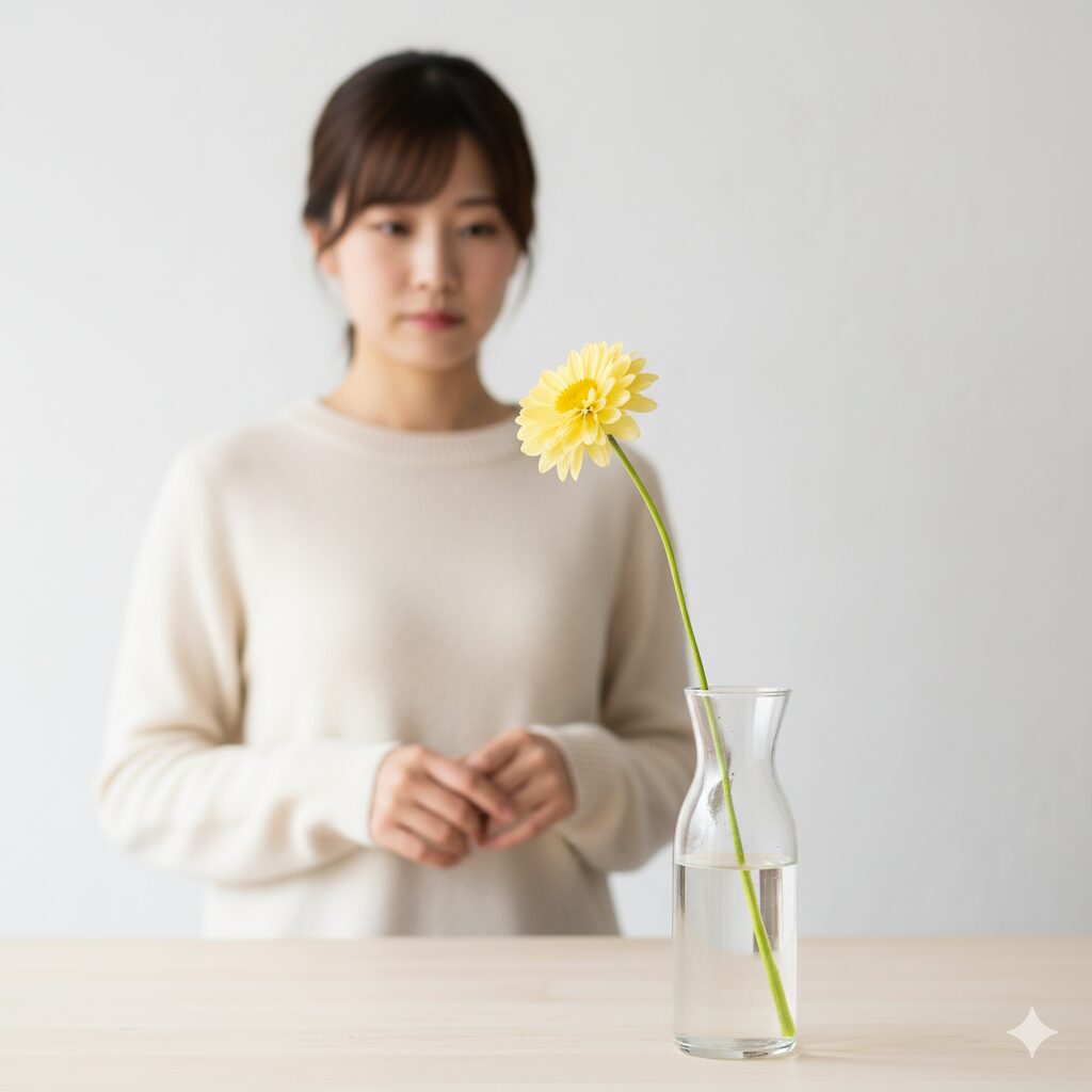 一輪挿しに活けられた1本のボンザマーガレット