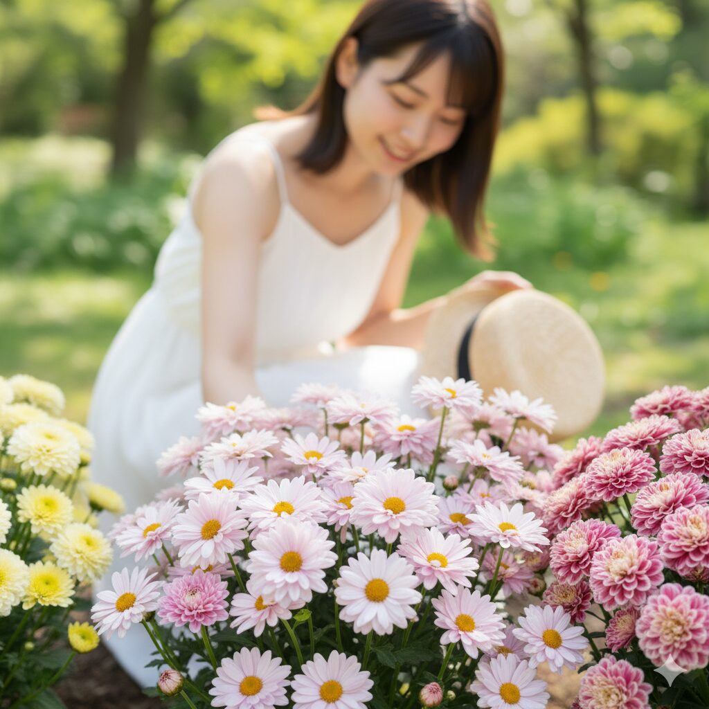 色が変化するボンザマーガレット「ピンクレモネード」のグラデーション