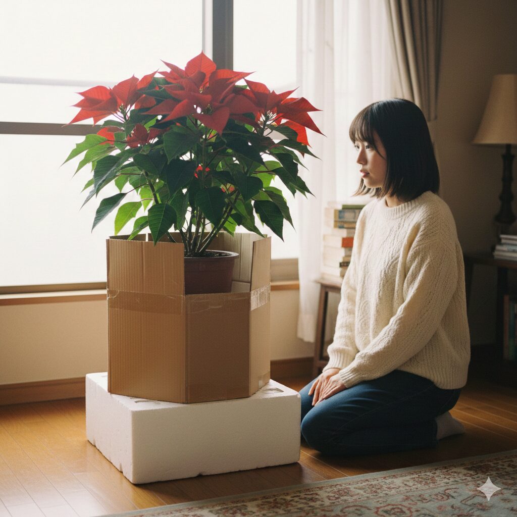 冬の低温からポインセチアを守るための鉢の防寒対策