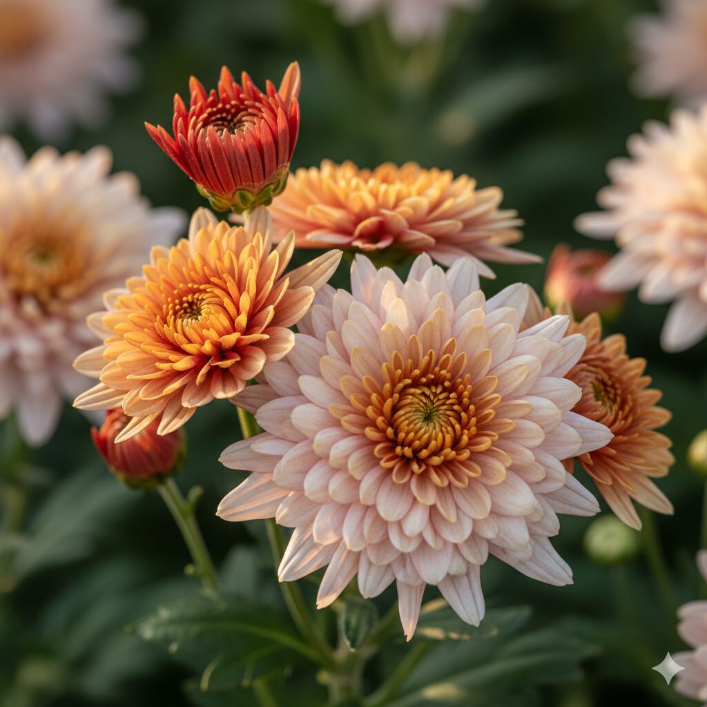 マリーゴールド 珍しい色　ストロベリー・ブロンドの濃赤からピンクベージュへのグラデーションを示すマリーゴールドの花