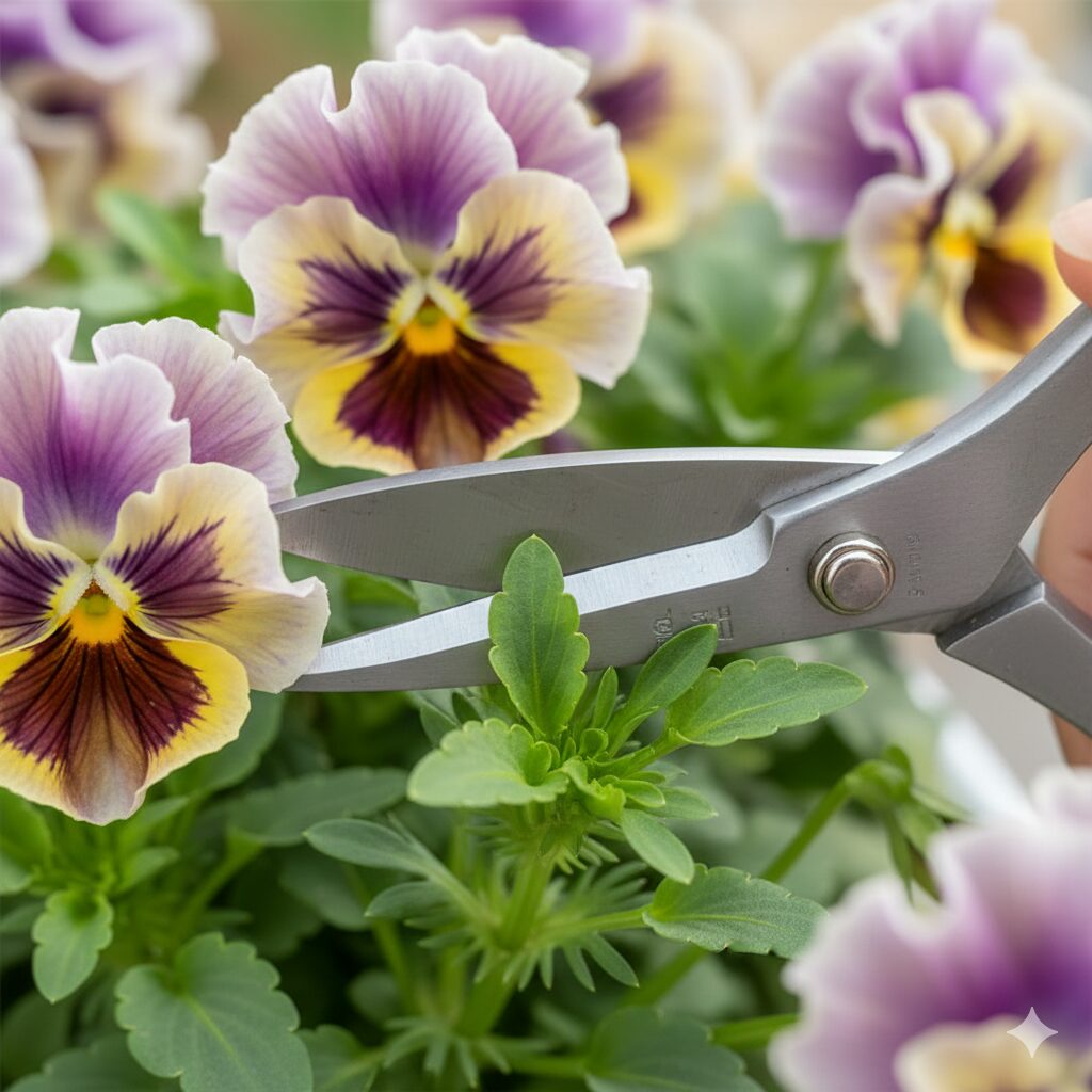 ミルフル 地植え　ミルフルの正しい切り戻し位置。枯死を防ぐため、必ず葉や芽が残っている節の上で茎をカットする剪定のポイント解説。