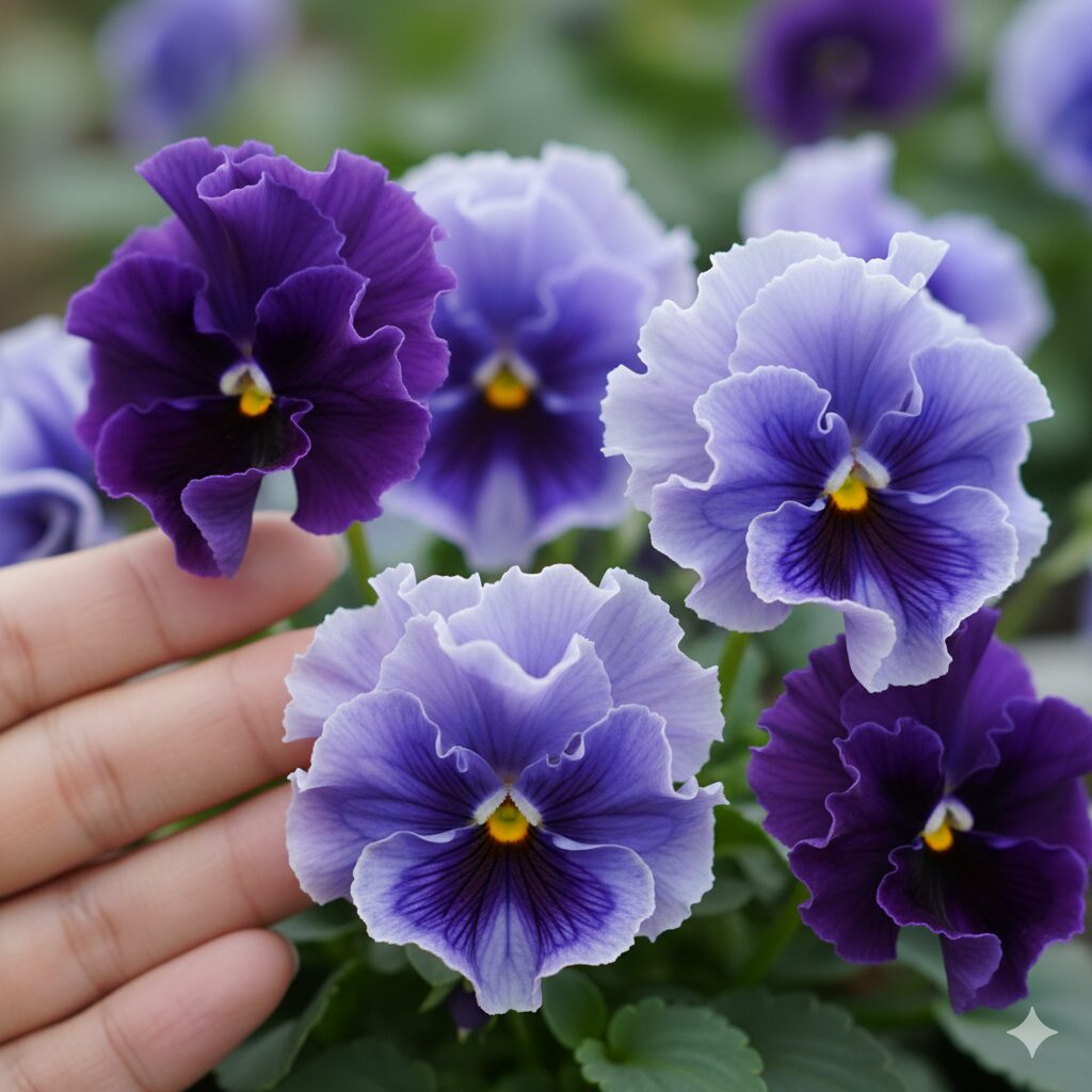 ミルフル 花言葉 知的で誠実な愛を象徴する、青・紫色系のフリル咲きミルフル