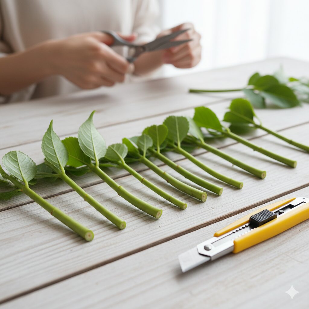 ユリオプスデージー 摘心　発根率を高めるためのユリオプスデージーの挿し穂（さしほ）の正しい作り方と葉の処理