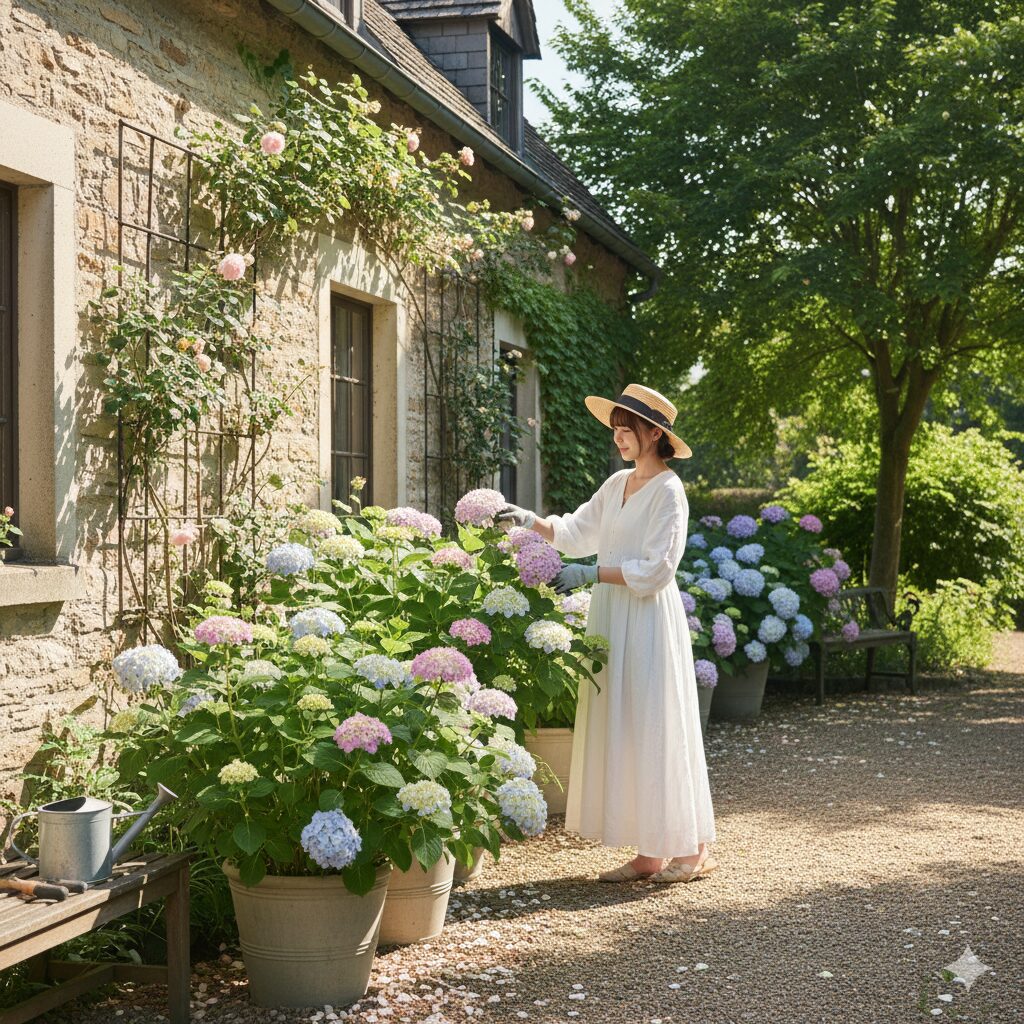 ラグランジア クリスタルヴェールの育て方に適した「半日陰」の置き場所の例。家の東側で午前中の光を浴びる様子。