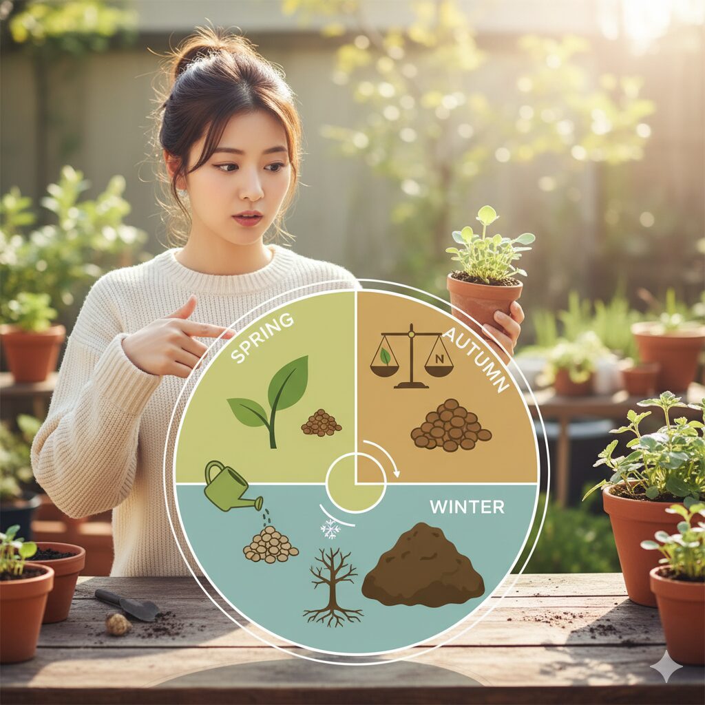 ラグランジア ブライダルシャワーの年間施肥カレンダー（春・秋・冬）