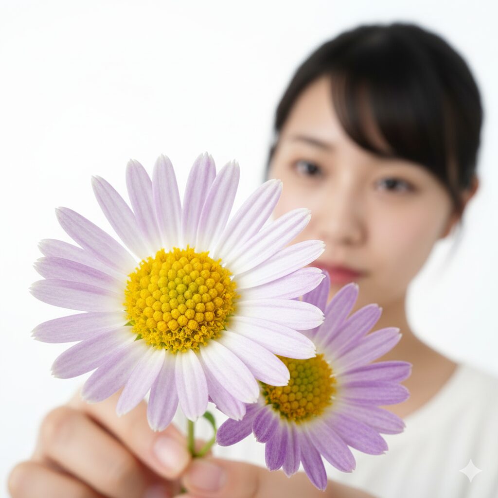 ブラキカム（星空マム）の花の拡大写真。キク科特有の花の構造と植物学的な特徴。