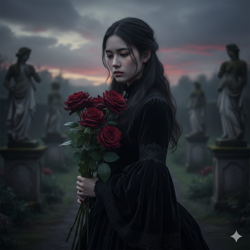 「憎悪」や「恨み」を意味する黒に近い深い赤色の薔薇（ブラックローズ）