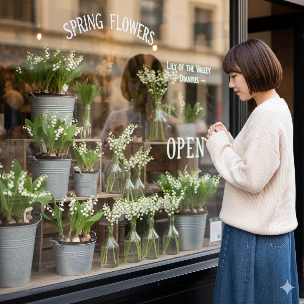 すずらん 何月4　早春の1月から3月頃に花屋の店頭に並ぶポット植えや切り花のすずらん