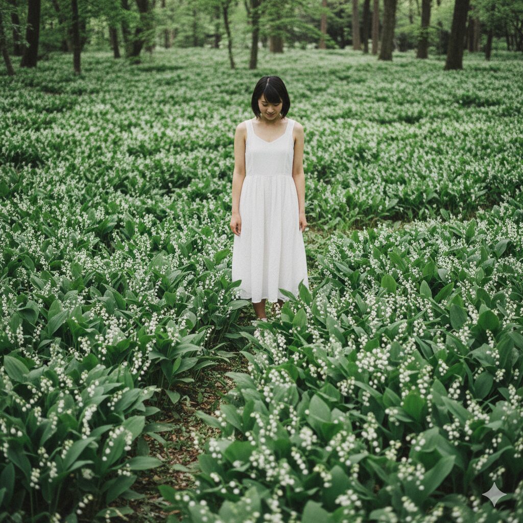 すずらん 花言葉 結婚10　庭で群生し地下茎で広がるスズランの様子