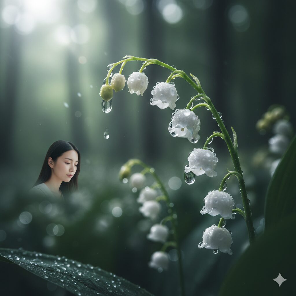 すずらん 花言葉 結婚4　聖母マリアの涙と呼ばれるスズランの花と朝露