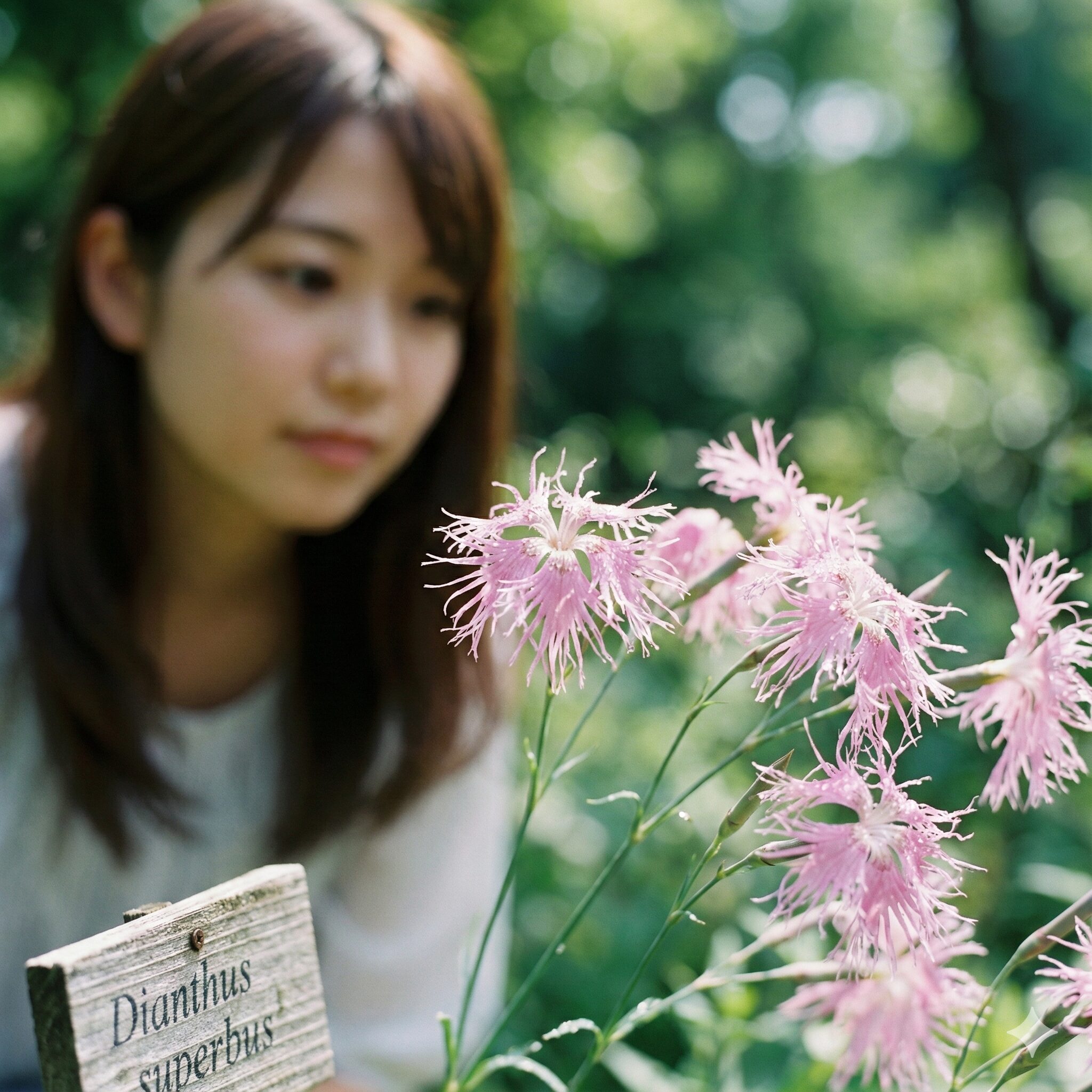 なでしこ 開花時期2　深く裂けた繊細な花弁が特徴的なカワラナデシコ（大和撫子）のピンク色の花