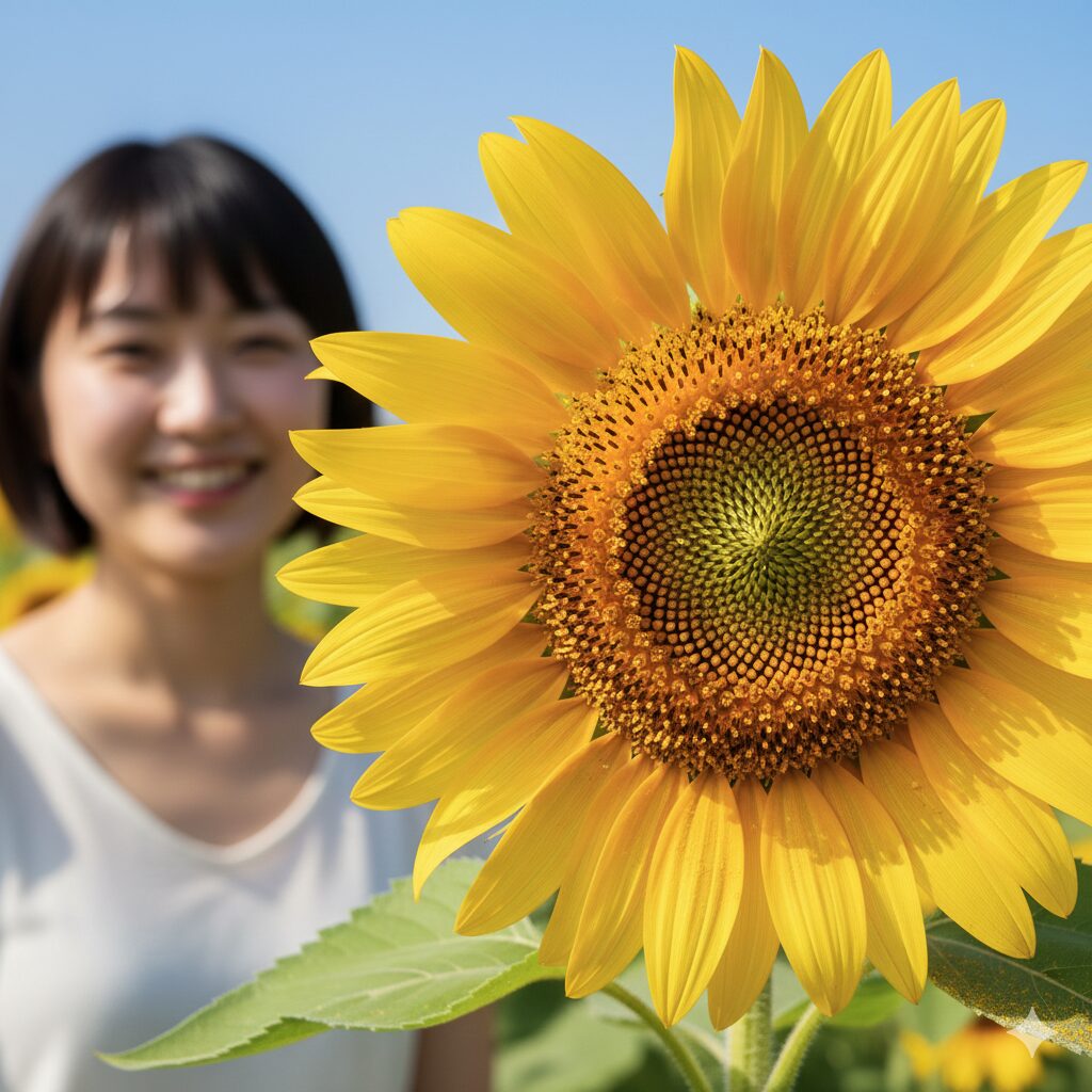 ひまわり 花言葉 4本8　花屋でひまわりの本数を4本に指定してオーダーしている様子。不吉な本数を避けるための注意点