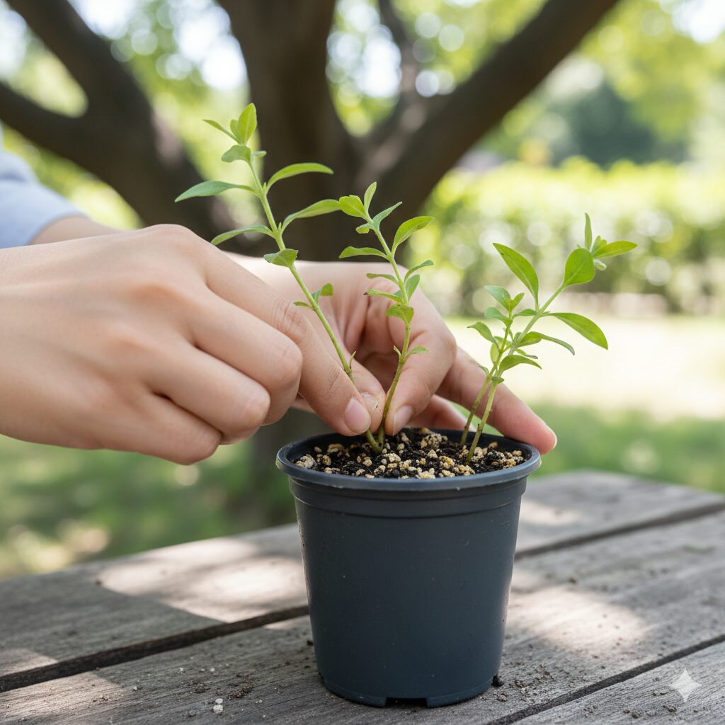 アズーロコンパクト 増やし方4　アズーロコンパクトの挿し芽：専用土への植え付けと発根に適した環境