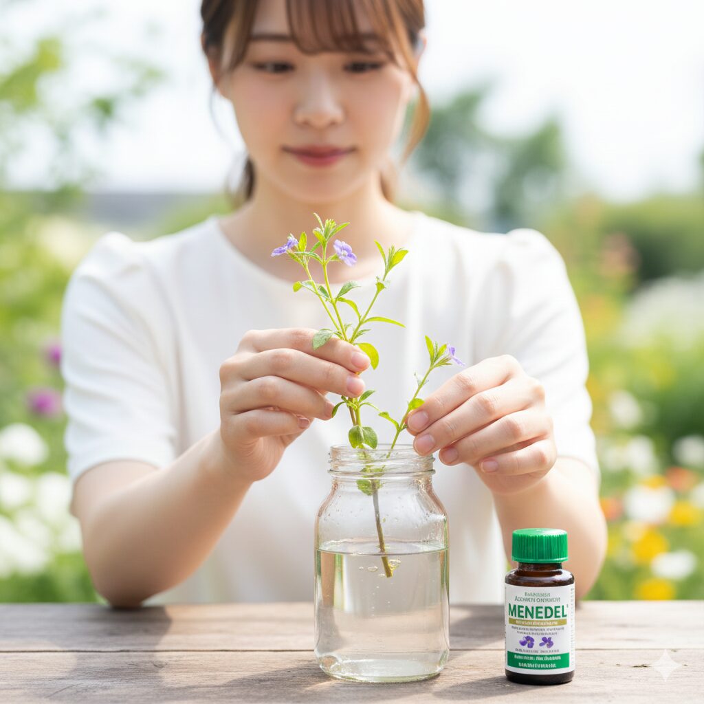 アズーロコンパクト 増やし方5　アズーロコンパクトの挿し芽：メネデール希釈液を使った効果的な水揚げ