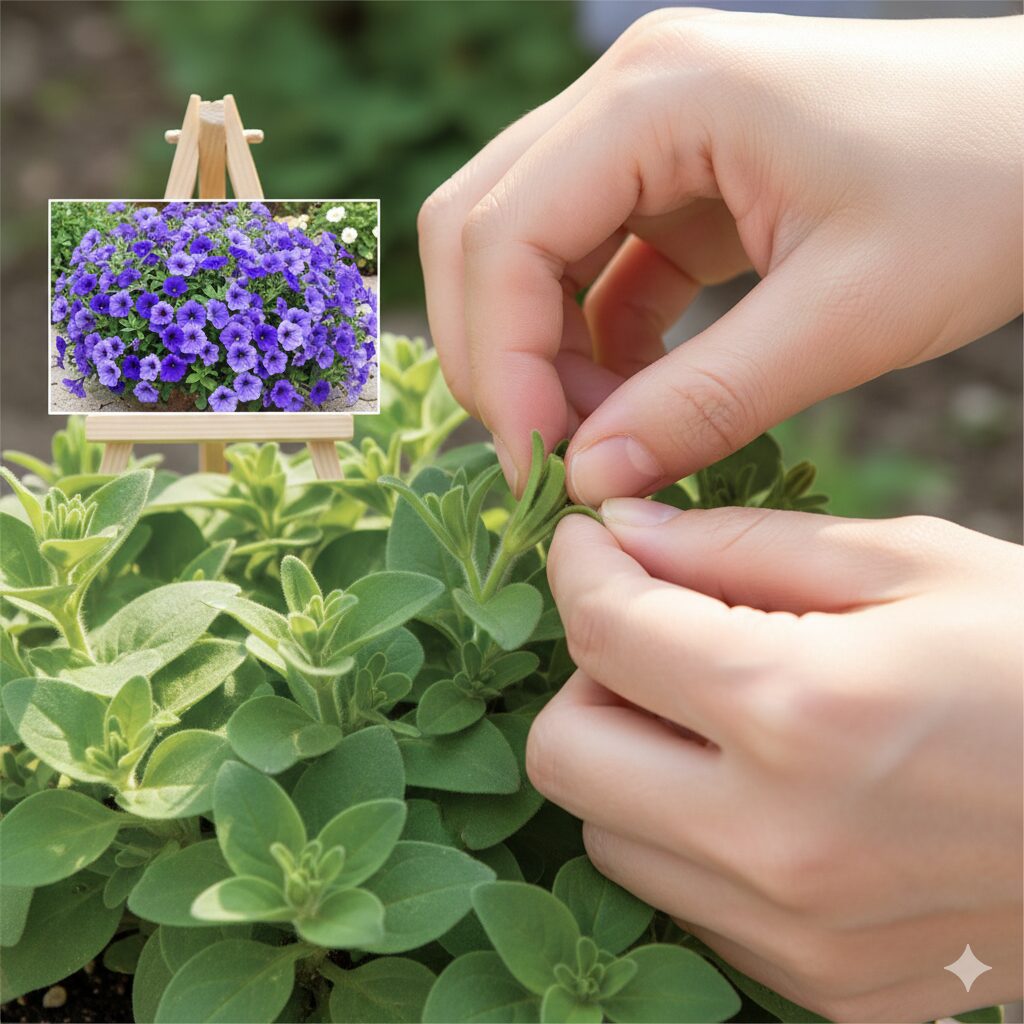 アズーロコンパクト 増やし方7　アズーロコンパクトの摘芯：株のボリュームを増やすピンチの方法と効果